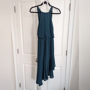 Express asymmetrical green dress